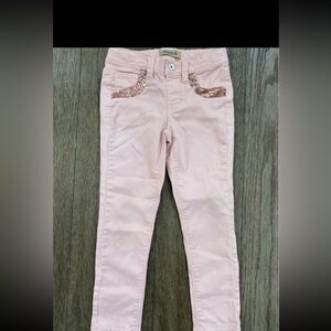 Girls Light Pink Sequin Pocket Skinny Pants size 5